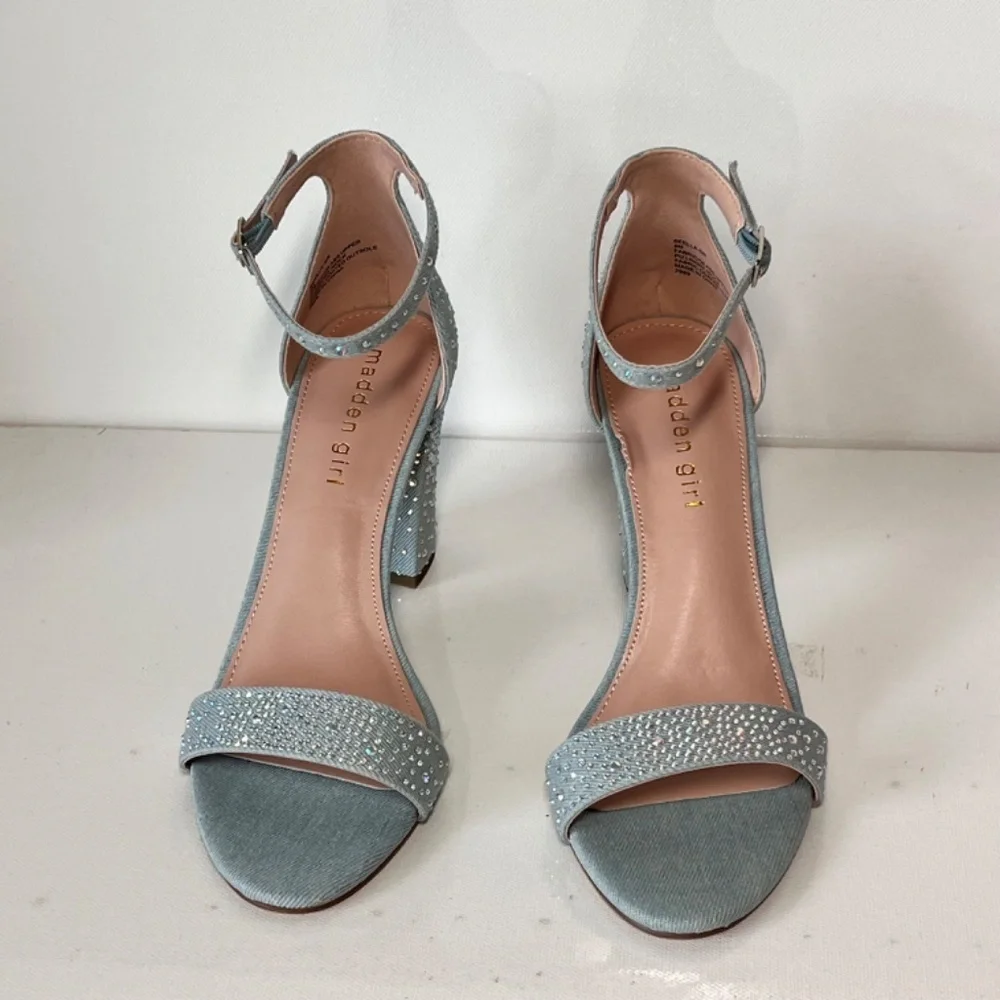 Madden Girl Beella Denim Rhinestone Heels - Picture 3 of 6